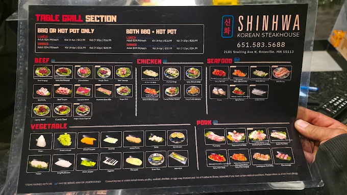 Shinhwa Korean Steakhouse Menu
